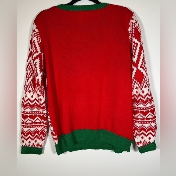 No Boundaries reindeer sequin graphic red fair isle sweater sz XL christmas - Picture 2 of 7